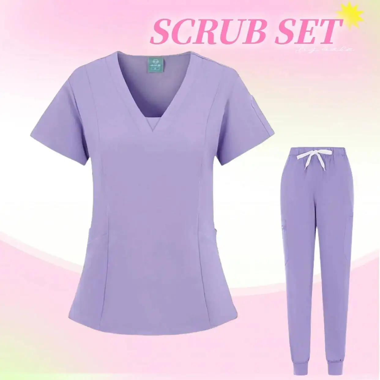 Costumes de jogging multicolores, uniformes de médecin et de soins infirmiers, hauts à manches courtes et col en v, pantalons de poche, ensemble de blouses d'infirmière, vêtements cliniques médicaux