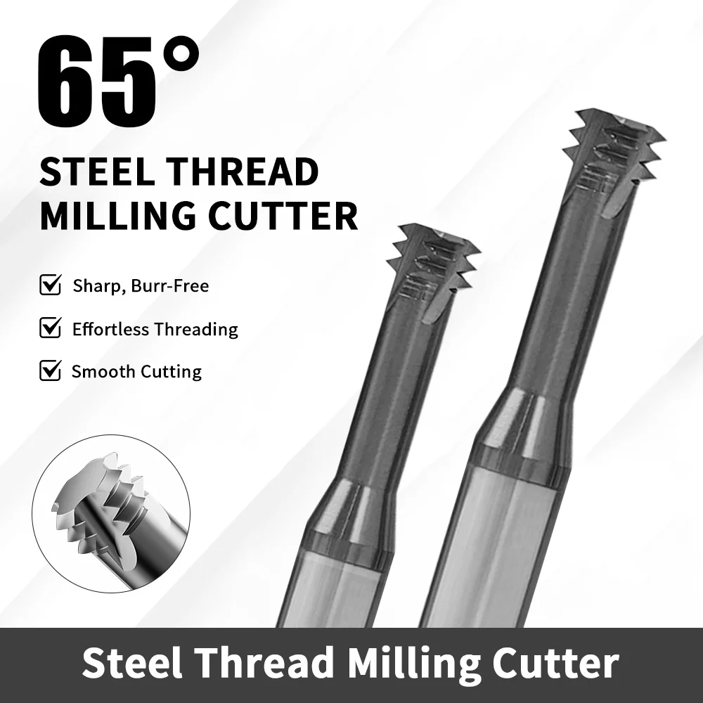 Augusttools HRC60 Three Flute Thread Milling Cutter Tungsten Carbide Thread End Mills with Coating For Metal Steels M10 M12 M14