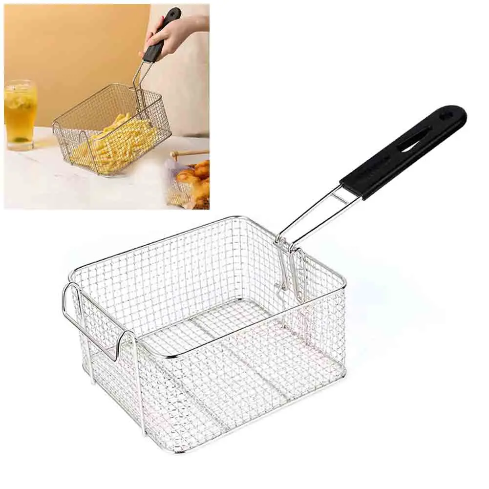 Fry Basket Nickel Plated Mini Fried Skewers Chips Fish Fry Baskets Fryer Basket Strainer 20.5 *18.5*10.5cm For Home Accessories