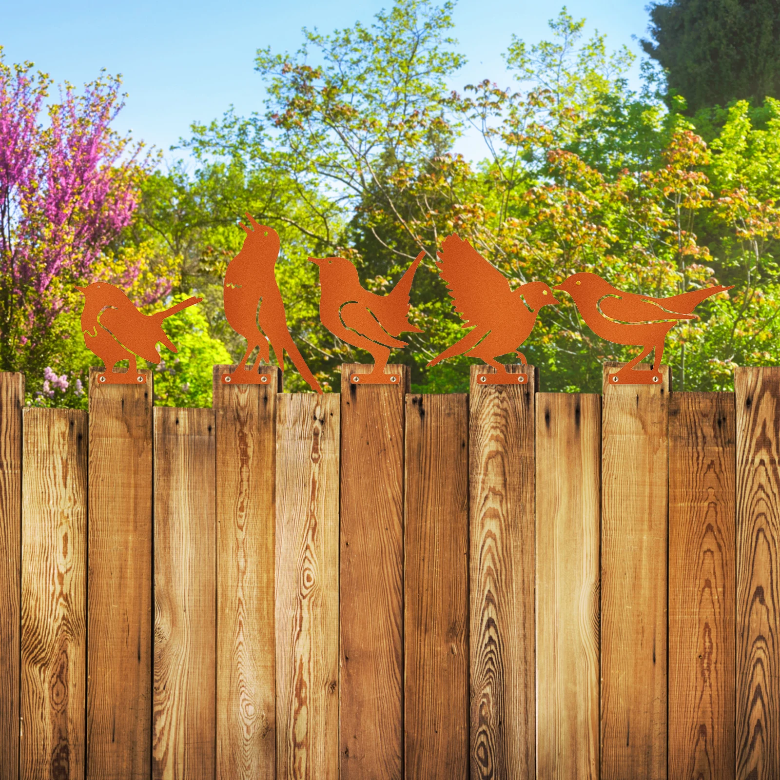 

5pcs Rusty Ornaments Garden Lawn Decorations Outdoor Outside Rusty Birds Decoration Decor Sculpture Rustic Iron Outdoor Lawn