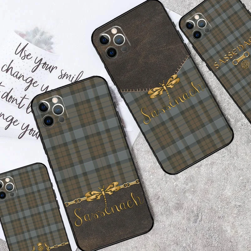 Outlander Tartan Sassenach Case For iPhone 15 16 14 Pro Max Plus 13 12 Mini 11 Pro Max X XR XS Max 7 8 Back Cover