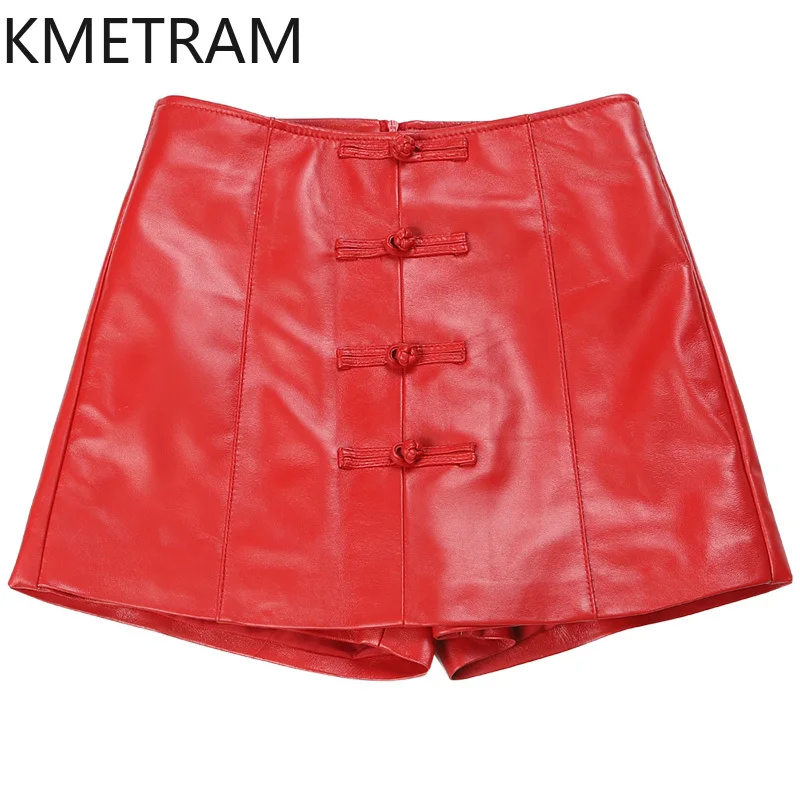 KMETRAM 100% couche supérieure en peau de mouton jupes pour femme 2025 en cuir véritable Mini jupe automne Culottes femmes vêtements юбка ж Dön Dönusen