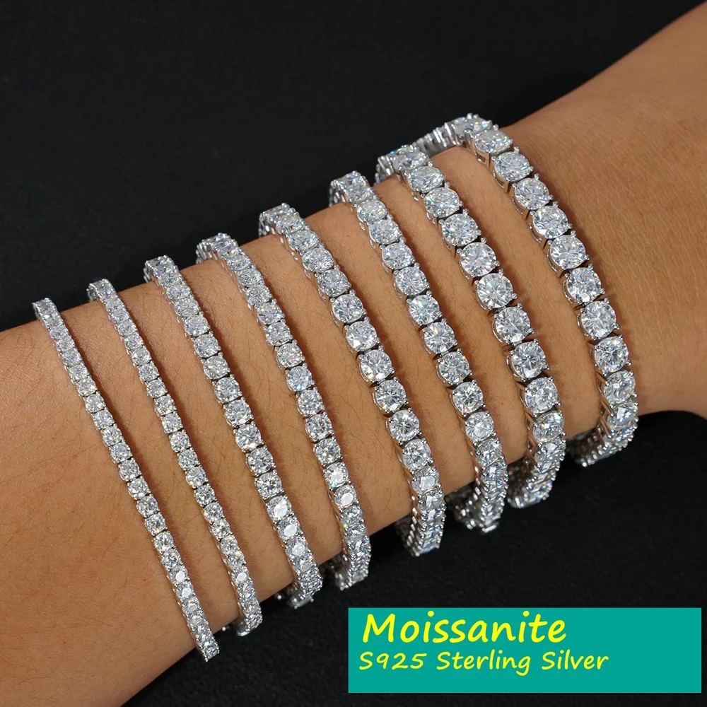 

3/4/5/6.5mm Moissanite Tennis Bracelet for Women Men 925 Sterling Silver D Color VVS1 With GRA Certificate