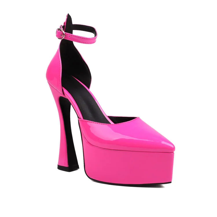 Big size Oversize Large size Pointed toe platform shoes Thick Heel Super high heel Pumps women shoes  simple and elegant