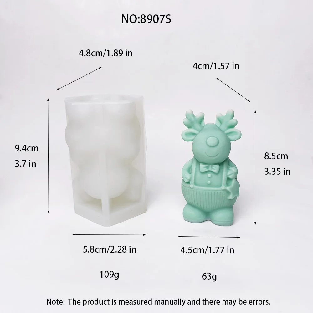 3D Christmas Elk Scented Candle Silicone Mould Take Stars Christmas Deer Candle Molds Gypsum Plaster Cake Silicone Candle Mold