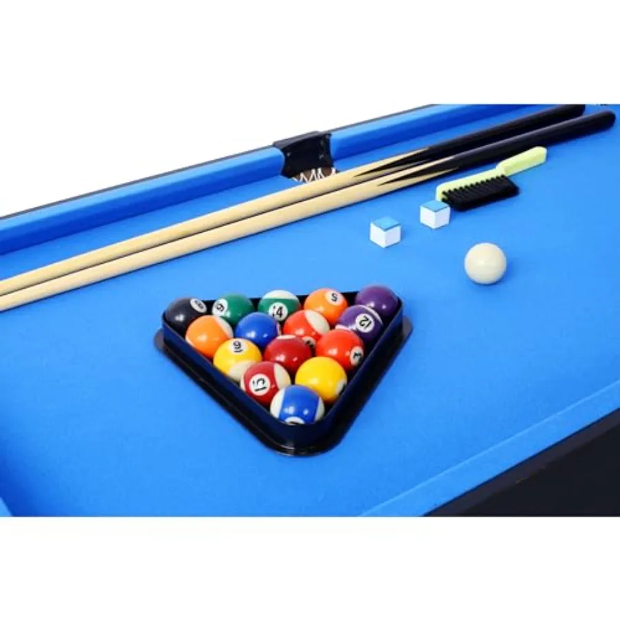 

5-in-1 Multi-Game Table: Billiards, Push Hockey, Foosball, Ping Pong & Basketball – Black and Blue