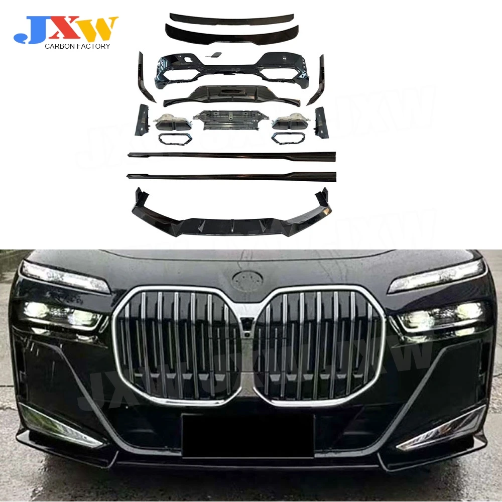 

ABS Body Kits Three section Front Lip Rear Lip Top Wing Tail Wing Side Skirt Black Throat for BMW 7 Series G70 Sport 2023+