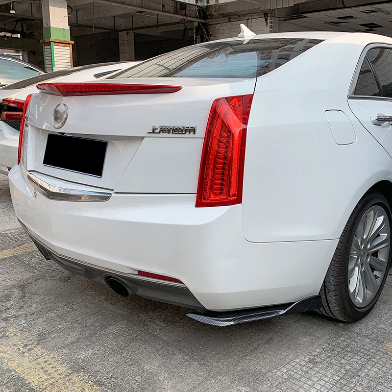 

For Cadillac ATS-L 2014-2017 Car Carbon Fiber Rear Bumper Splitters Aprons Trunk Lip Spoiler Canard Wing Diffuser Wrap Angle ABS