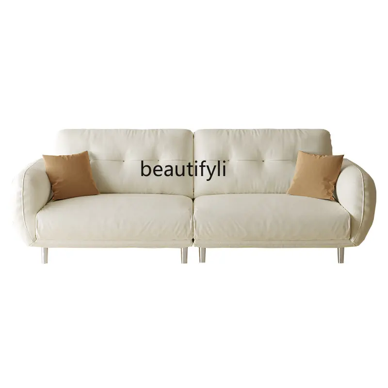 

yj Nordic Cream Style Modern Minimalist Sofa Light Luxury Technology Fabric Sofa Combination Straight Row