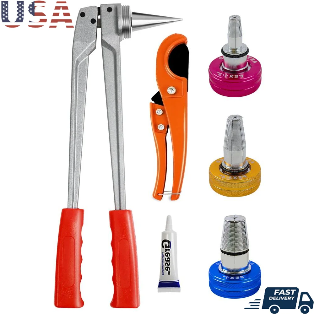 PEX Expansion Tool Kit 3 Heads Tube Expander Cutter Eco-Friendly Lubricant Case