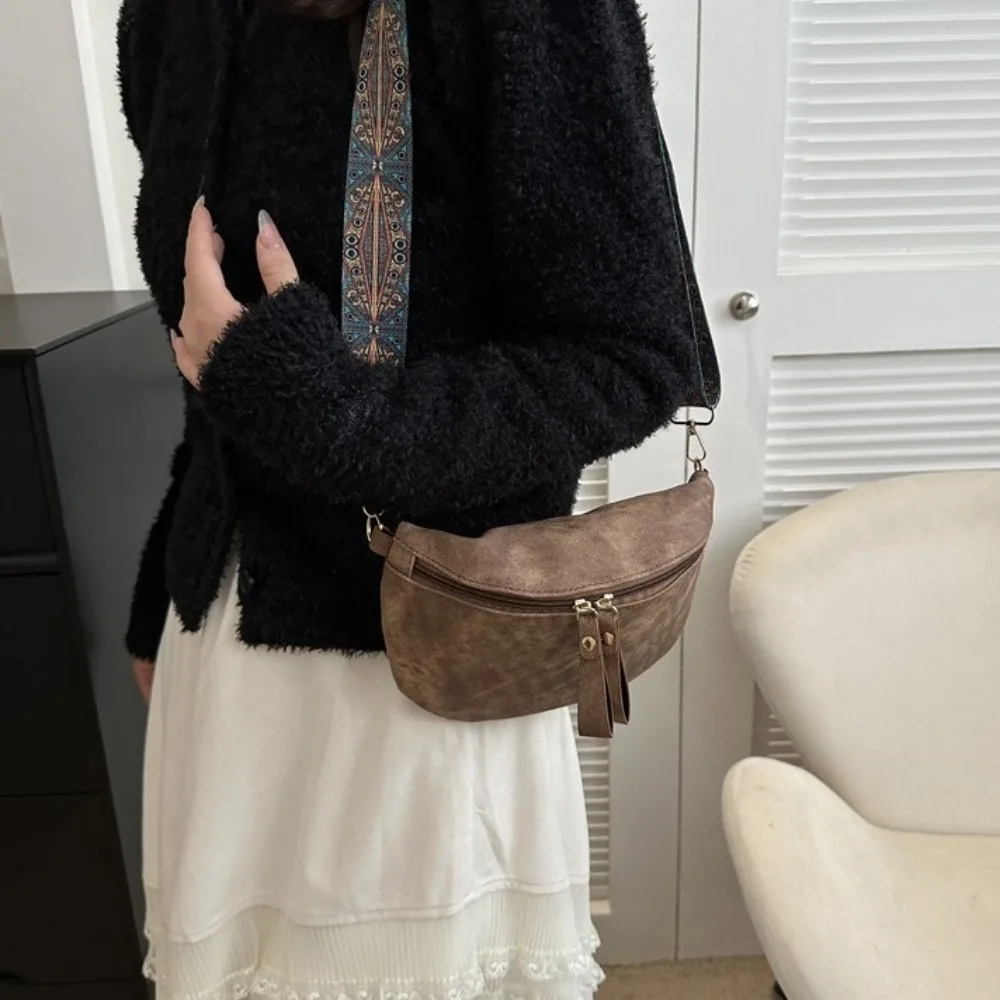 

Fashion Dumpling Shape PU Leather Waist Bag Korean Style Wide Strap Chest Bag Fanny Pack Hobo Women Crossbody Bag Outdoor