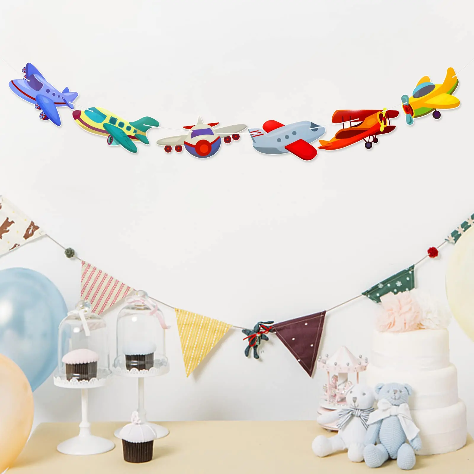 2 teile/satz Flugzeug Papier Girlande Banner für Kinder Pilot Geburtstag Dekoration Flugzeug Thema Party Liefert Dekor – Detail 3