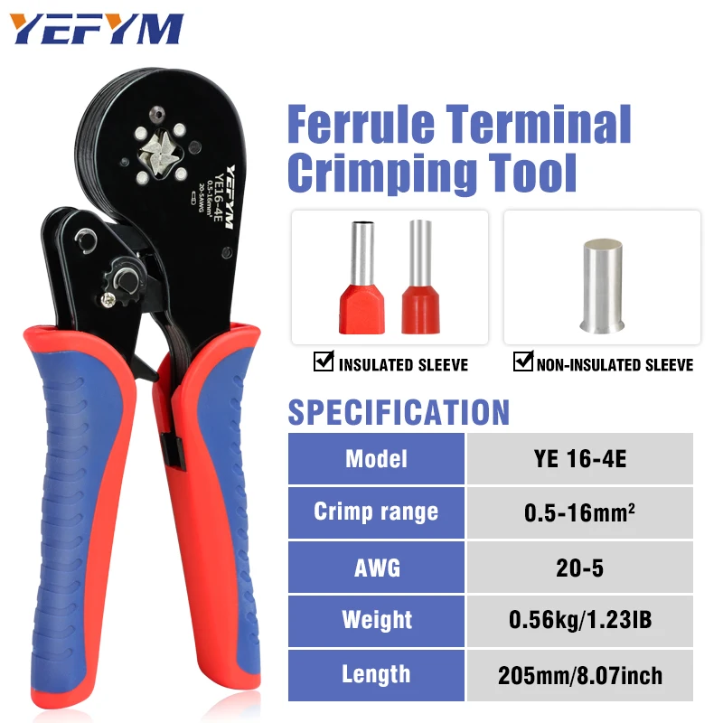 Crimpen Zangen Ferrule Hülsen Rohr Terminal Werkzeuge HSC8 6-4A/6-6A/16-6E Draht Crimper Werkzeuge Haushalt YEFYM – Detail 4