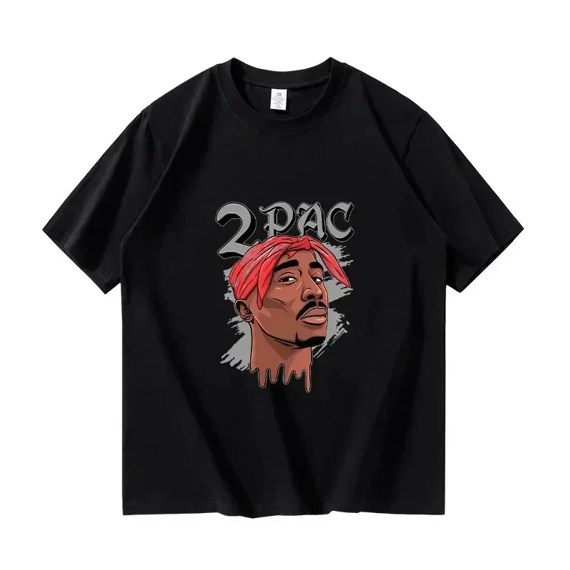 

2024 рэпер Тупак 2Pac графическая футболка высокого качества с короткими рукавами оверсайз уличная одежда в стиле хип-хоп мужская хлопковая футболка