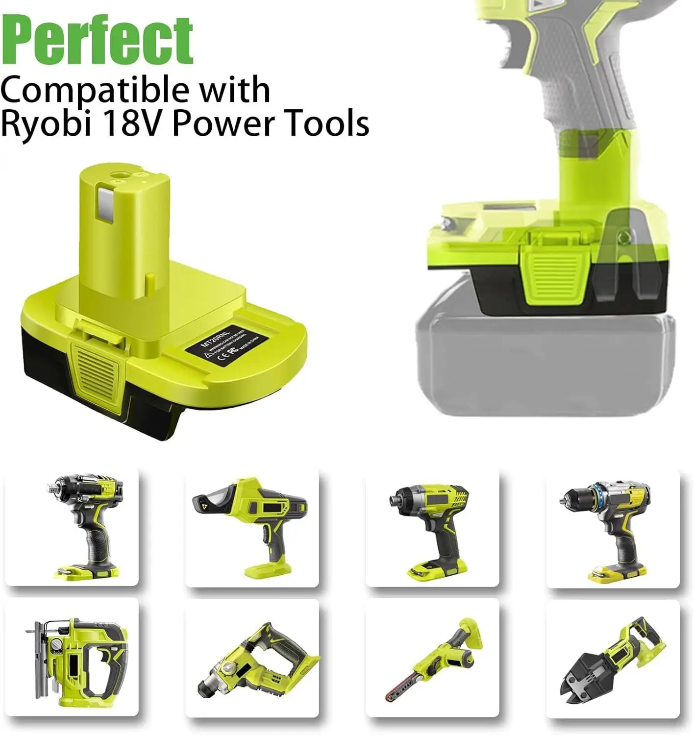 MT20RNL Battery Adapter Converter Use for Ryobi 18V Tools Converts for Makita 18V Li-ion Battery to for Ryobi 18V Li-ion Battery