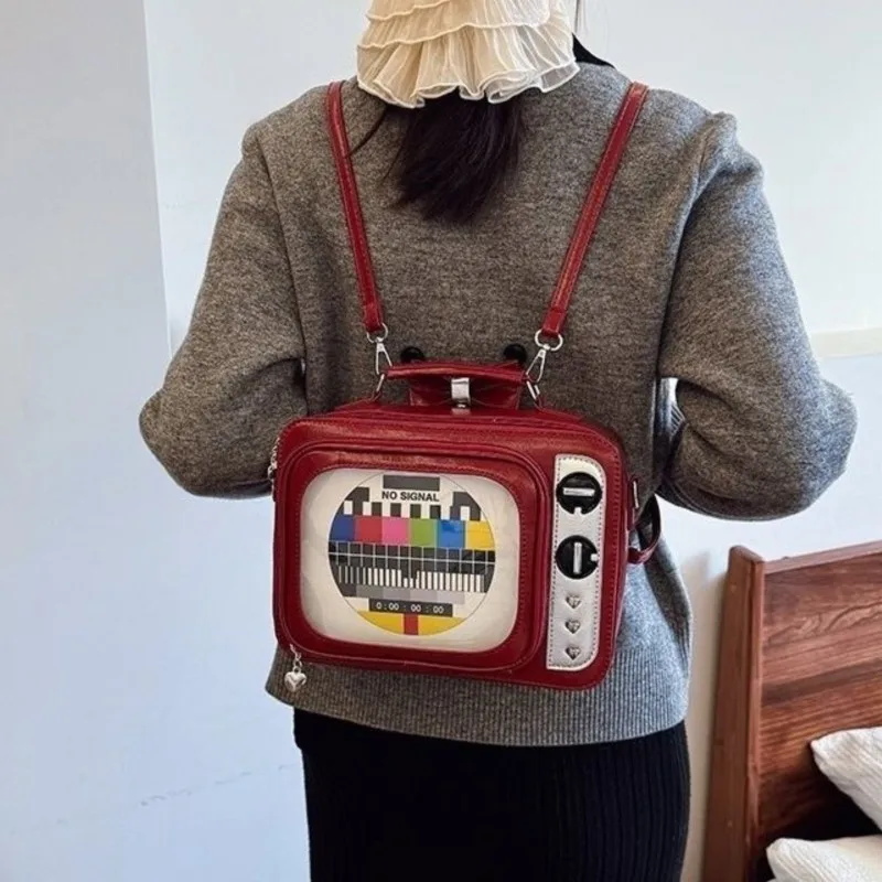 JIAERDI ريترو حقيبة يد تلفزيونية صغيرة المرأة مربع واضح أنيمي Ita حقيبة السيدات سعة كبيرة متعددة الوظائف لطيف على ظهره 2025 جديد #3