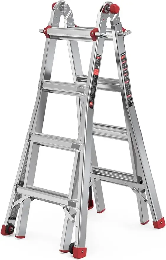 

Multifunction Telescoping Ladder, Aluminum Extension Ladder with 2 Flexible Wheels 17 FT Max, Step Ladder