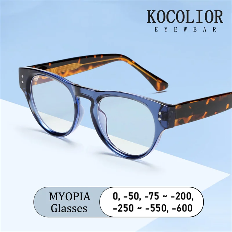 

New Rice Nail Round Frame Legs Insert Metal Core Myopia Glasses Custom Prescription Photochromic Anti Blue Light Femal Eyewear