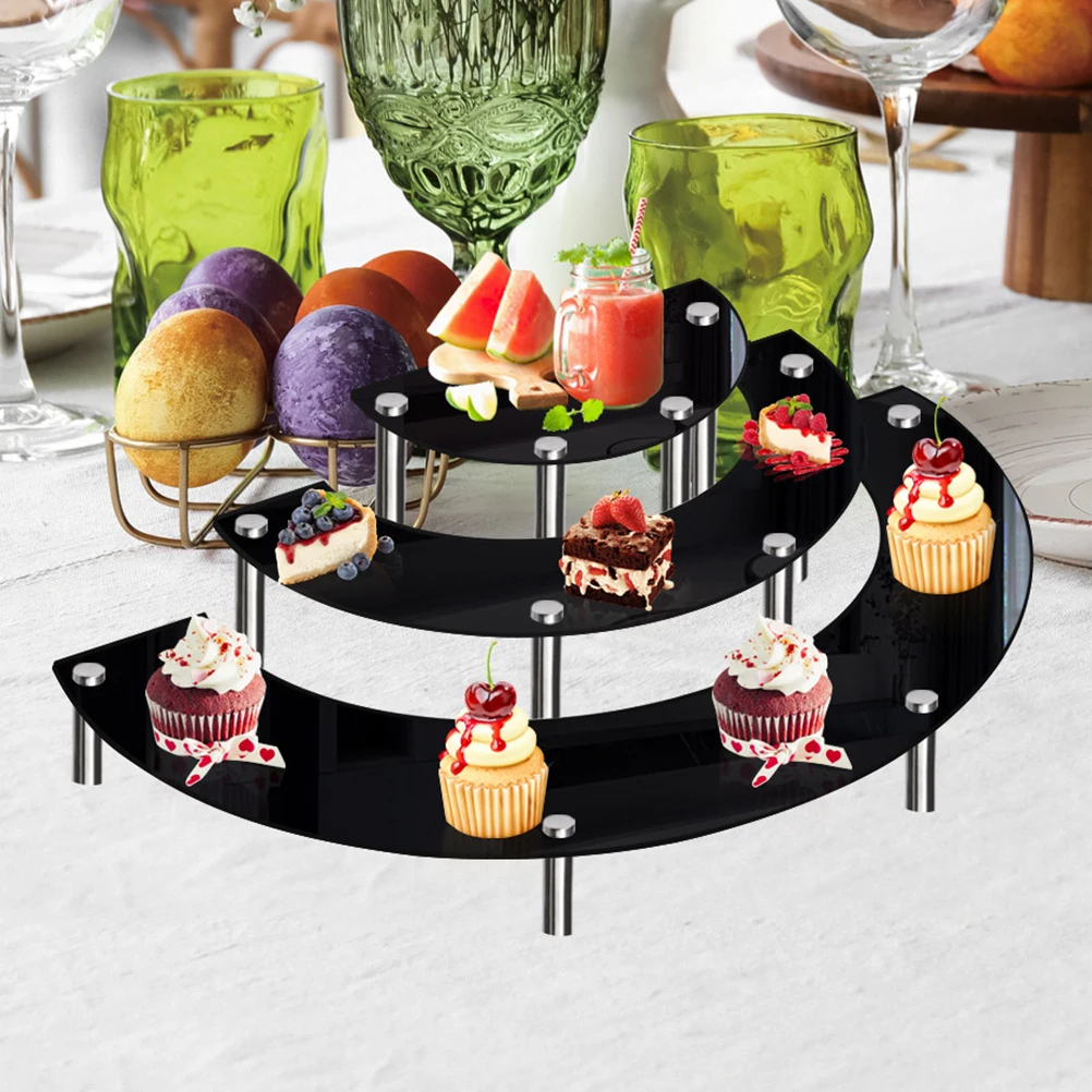 

Acrylic Display Stand Cake Holder for Dessert Table Bakery Cupcake Stands Black Tray