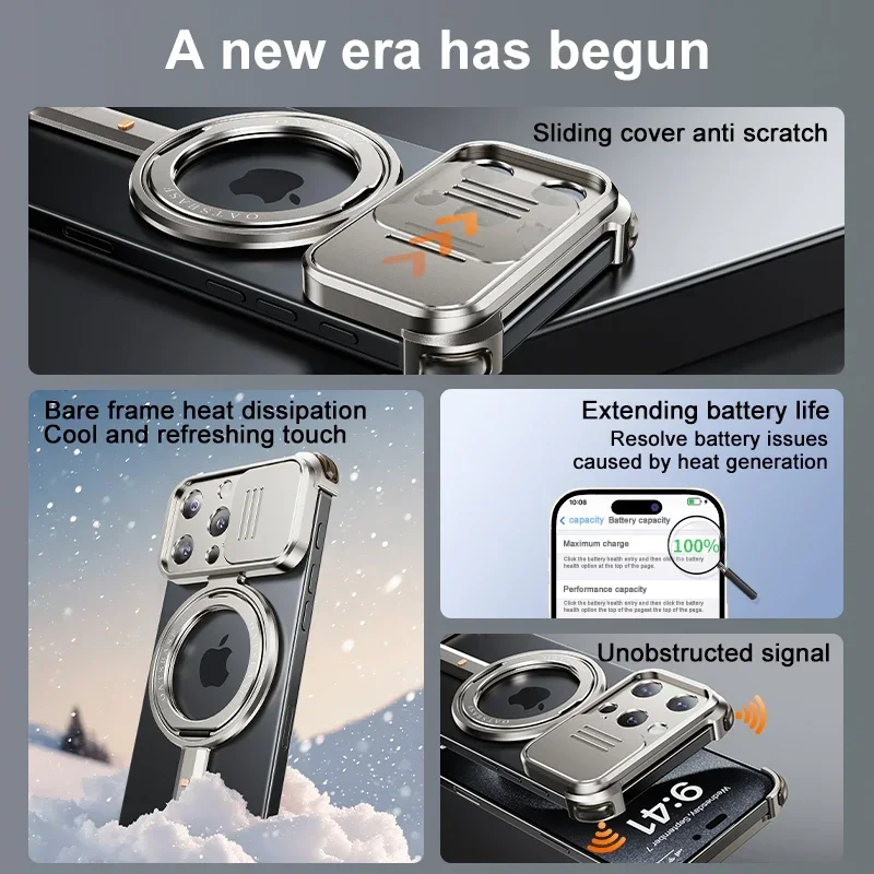 Oatsbasf Magsafe Magnetic Phone Case for iPhone 16 15 Pro Max w/ Camera Cover Shockproof Phone Bumper Wireless Charging Case