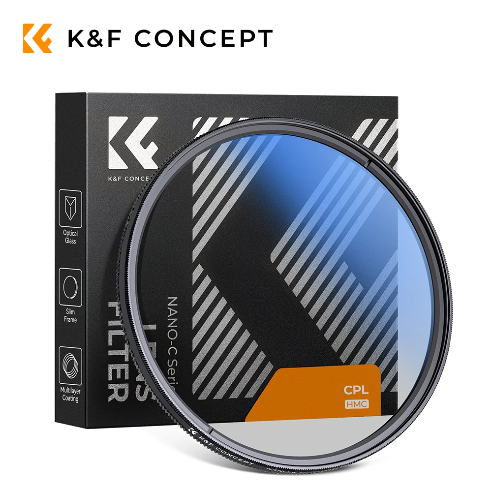 K&F Concept MC CPL Filtr polaryzacyjny kołowy Ultra Slim Multi Coated 37/43/46/49/52/55/58/62/67/72/77/82mm z ściereczką do czyszczenia
