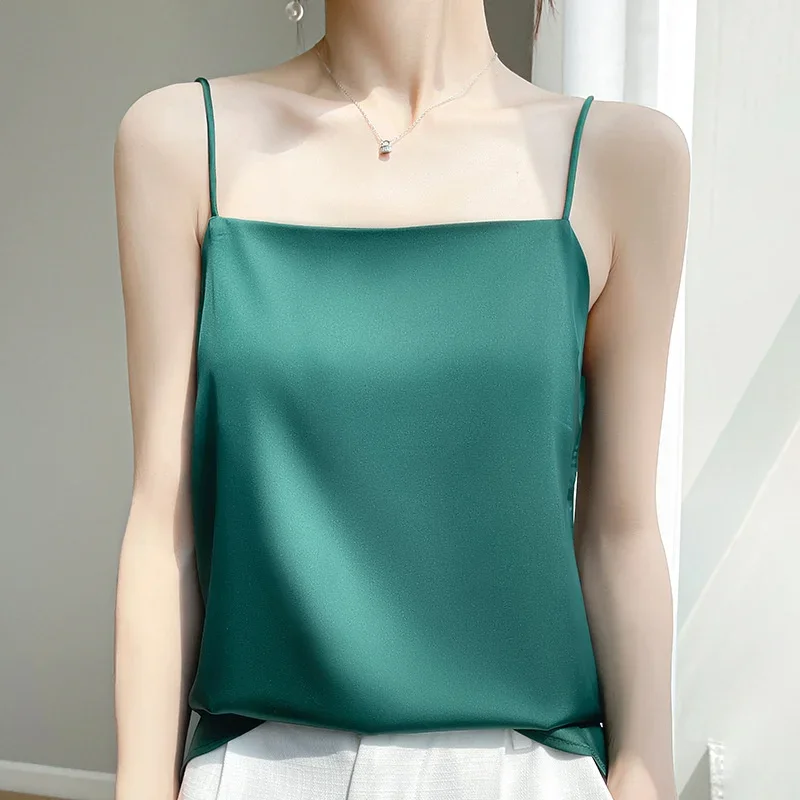 

2024 Summer New Women's U-neck Tank Top, Solid Color Sling,camisole, Outgoing, Underlying，Woman clothing