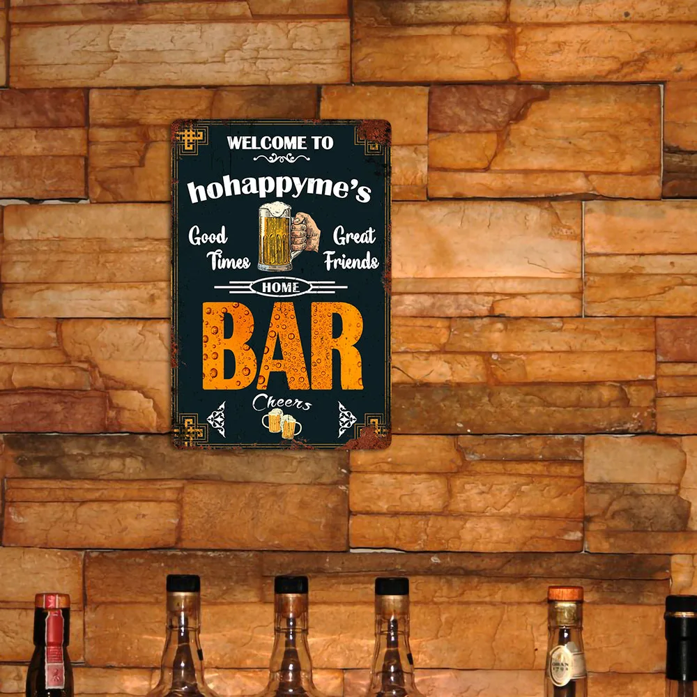 

Custom Welcome To Home Bar Vintage Metal Tin Sign Retro Wall Hanging Decorative Family Pub Farmhouse Indoor Decoration 8"x12"