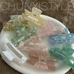 Korean Colored Acetate Square Hair Claws Clip Headwear for Women Girls 2024 Summer Fashion Simple Small Hairpin Hair Accessories