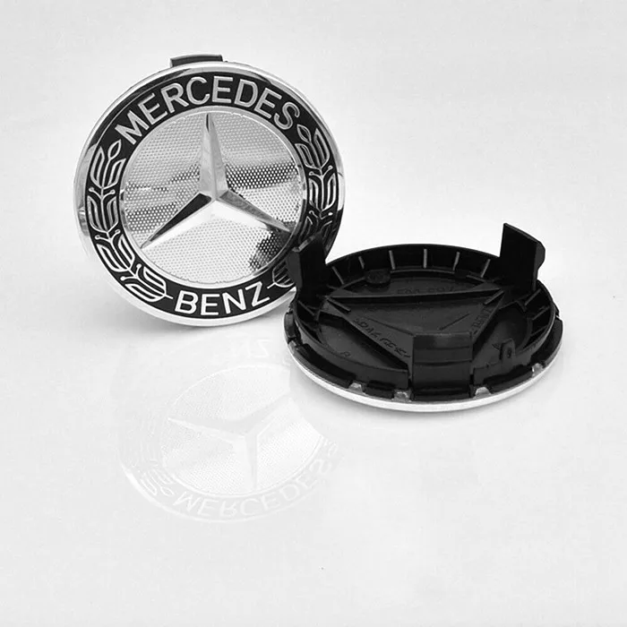 Hot Wheel Emblem Hub Center Caps Laurel Wreath 4*75mm For Mercedes-Benz W202 W203 W204 W211 E350 C250