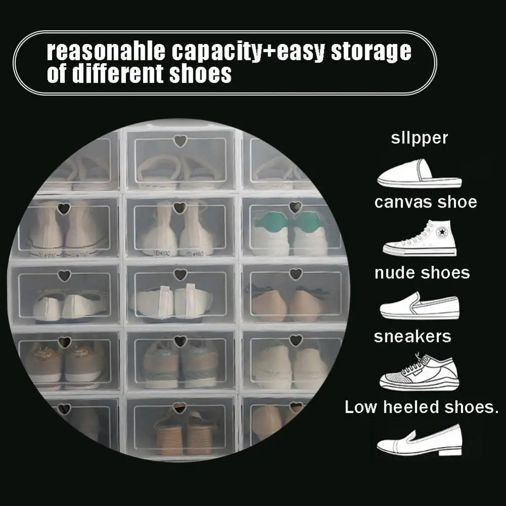 Storage Shoe Box Transparent Drawer-type Organizer Shoe Box Shoe Cabinet Plastic Stackable Box Separate Storage Simple Shoe Rack