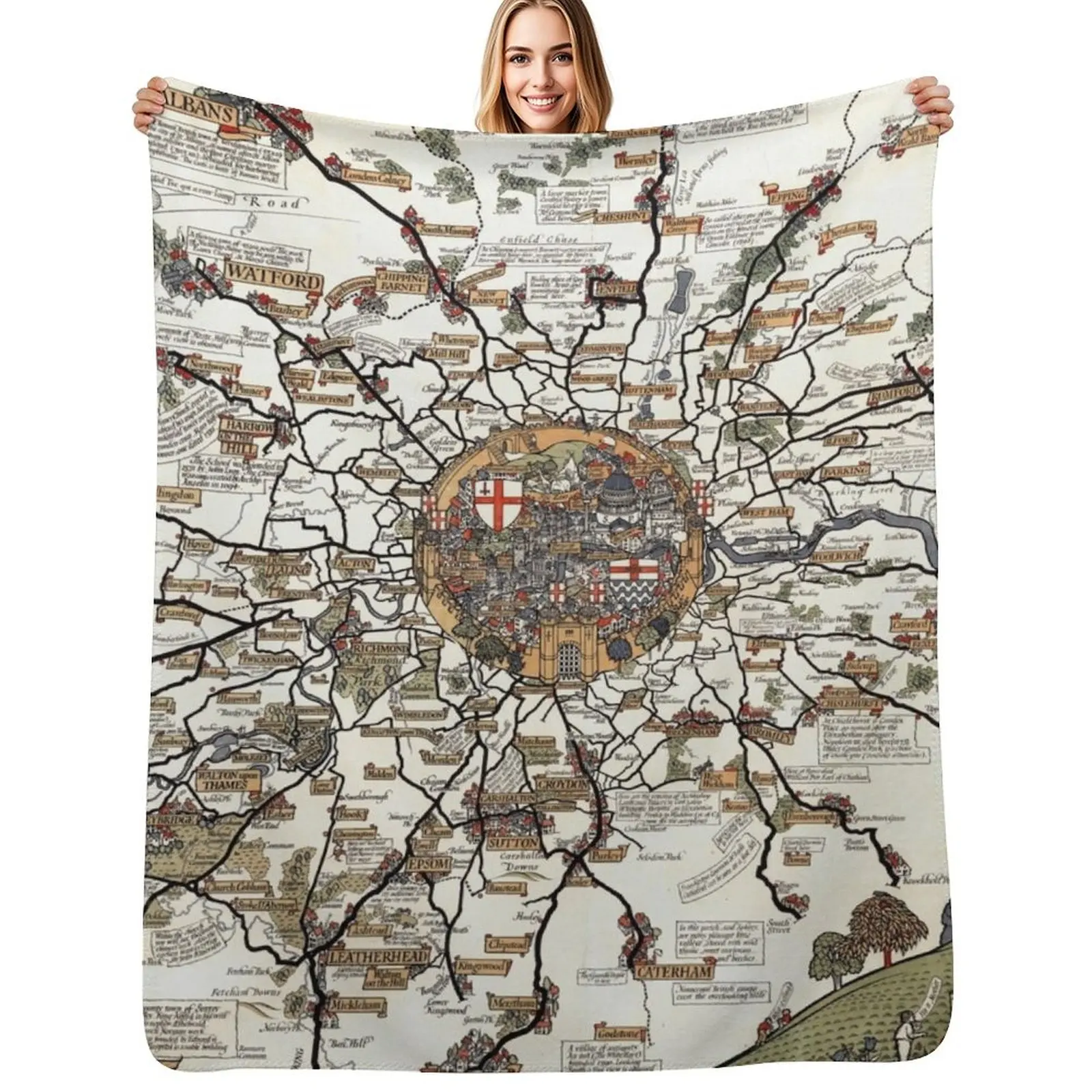 1928 Vintage London Bus-Services Map Throw Blanket Hair Luxury Thicken Comforter Tourist heavy to sleep Blankets