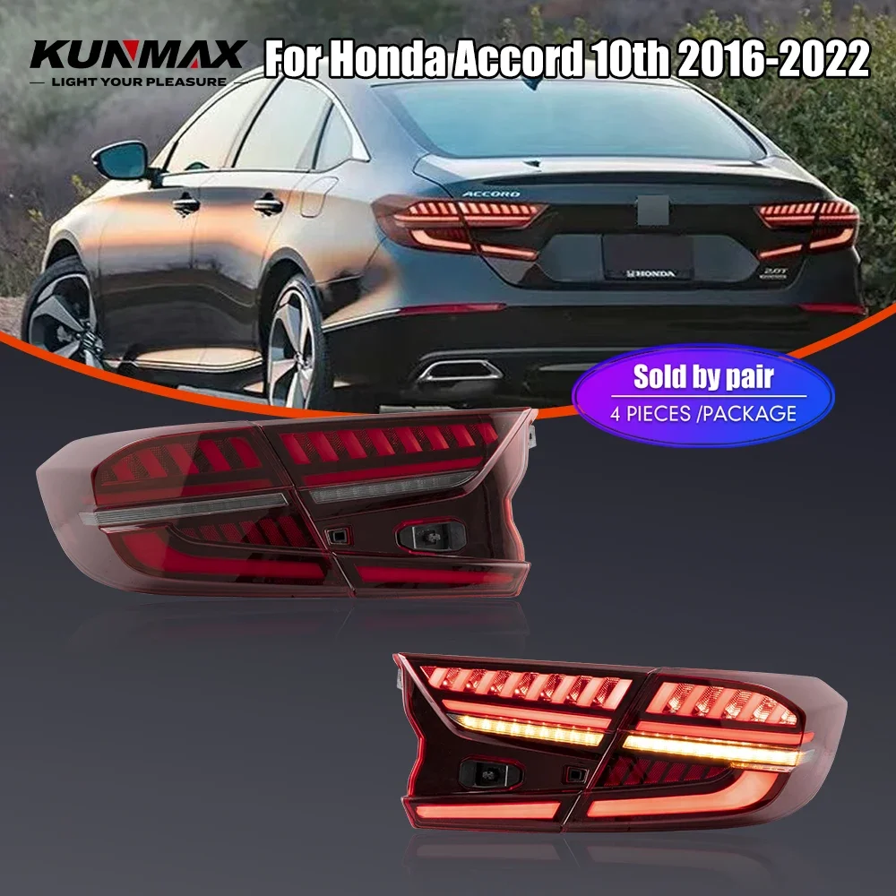 Pair Of LED Tail Lights For Honda Accord 10th 16-22 DRL Reverse Brake Turning Signal Plug And Play Car Rear Tail Light Assembly