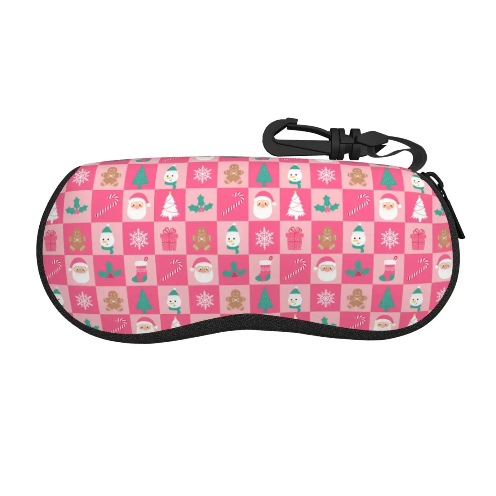 

Pink Christmas Cheer Sunglasses Soft Case Neoprene Zipper Eyeglass Case, Zipper Portable Spectacle Cases For Men Women