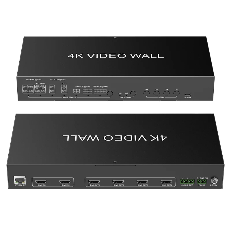 Factory  Video Wall Controller  2x2 4k Input hdmi Output Self-adaptive L/R Audio Output IP/RS232 Control Video Wall Controller