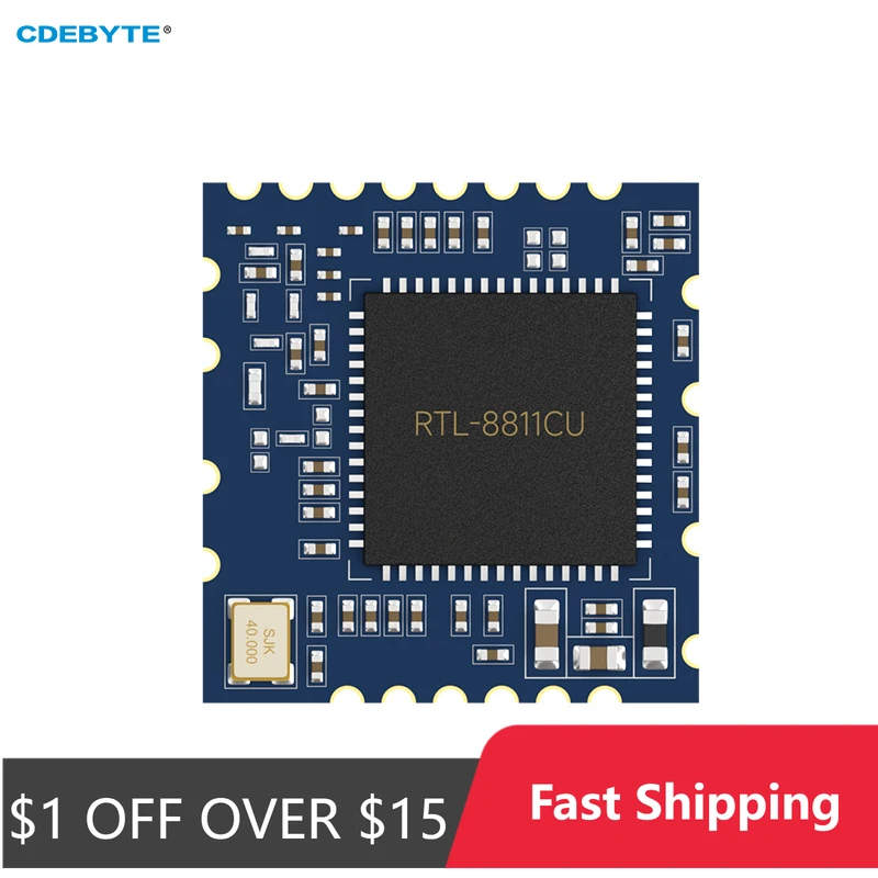 

RTL8811CU 2.4GHz 5.8GHz WiFi Module 22dBm Stamp Hole CDEBYTE E103-RTL8811CU SDIO SMD Module Low Cost 22dBm 200m USB Interface