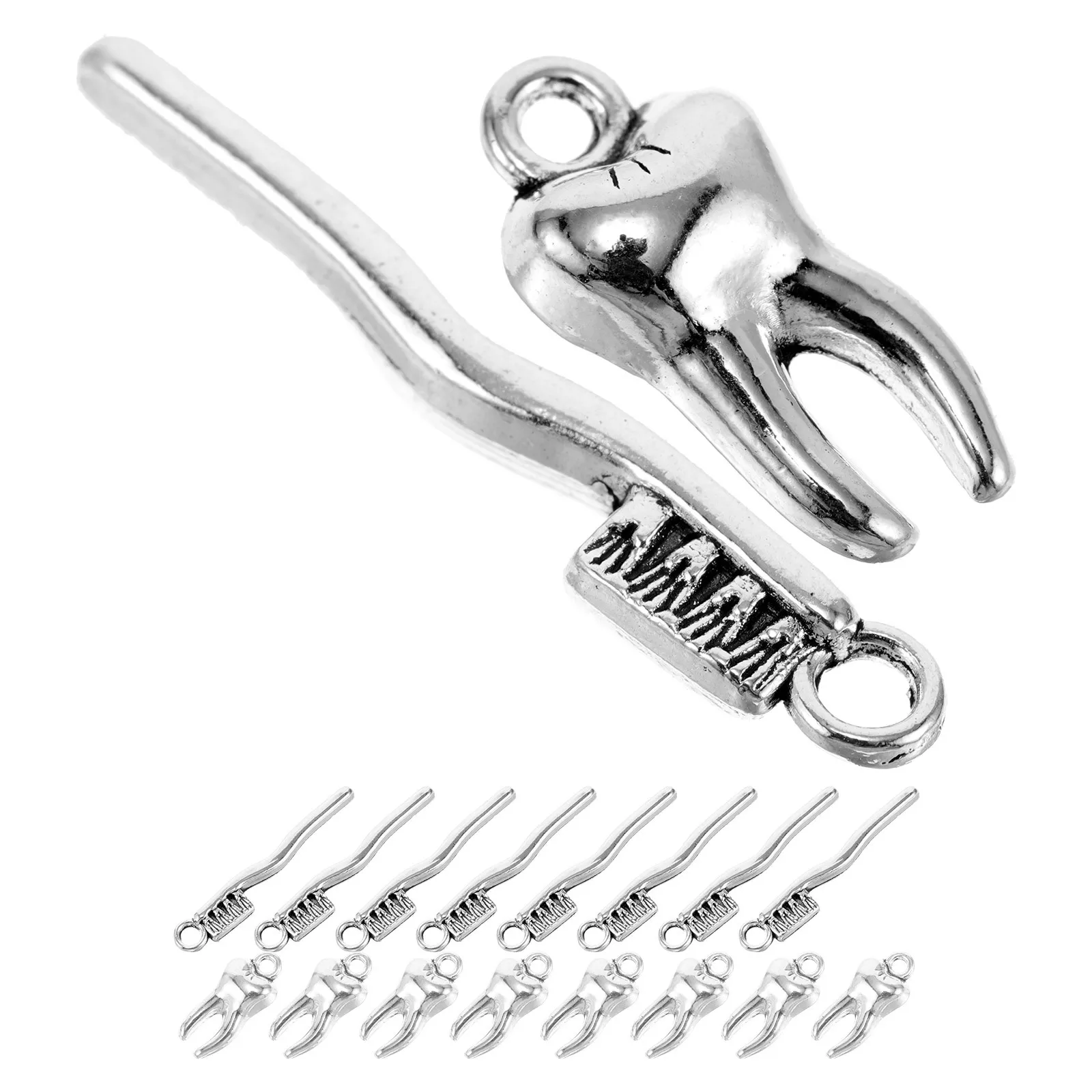 

20Pcs Realistic Toothbrush Charms Pendants Metal Tooth Design DIY Jewelry Necklace Bracelet Accessories Craft Supply