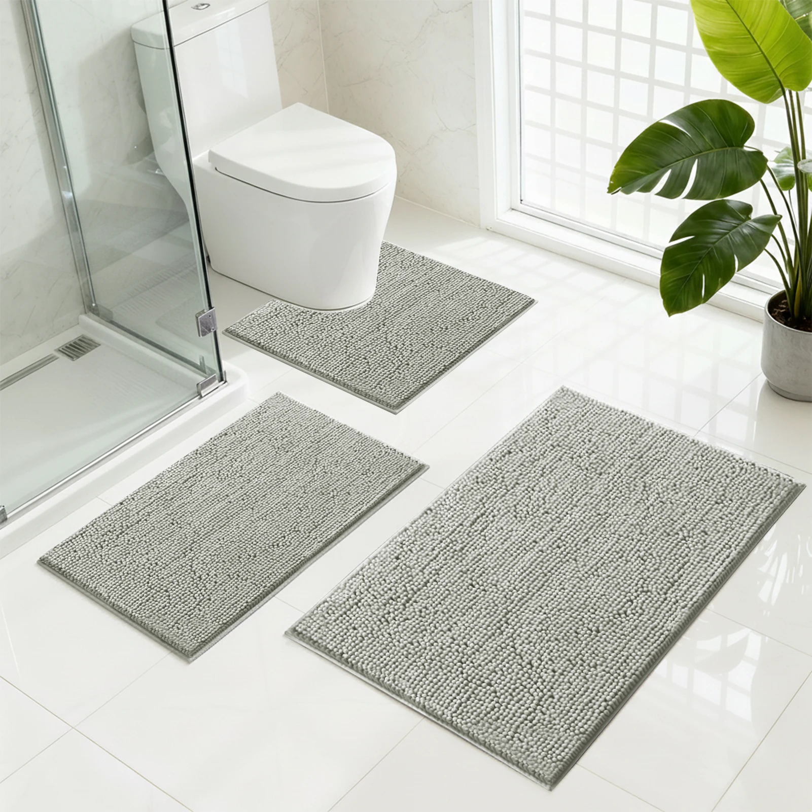 3-Piece Chenille Bath Mat Set 8