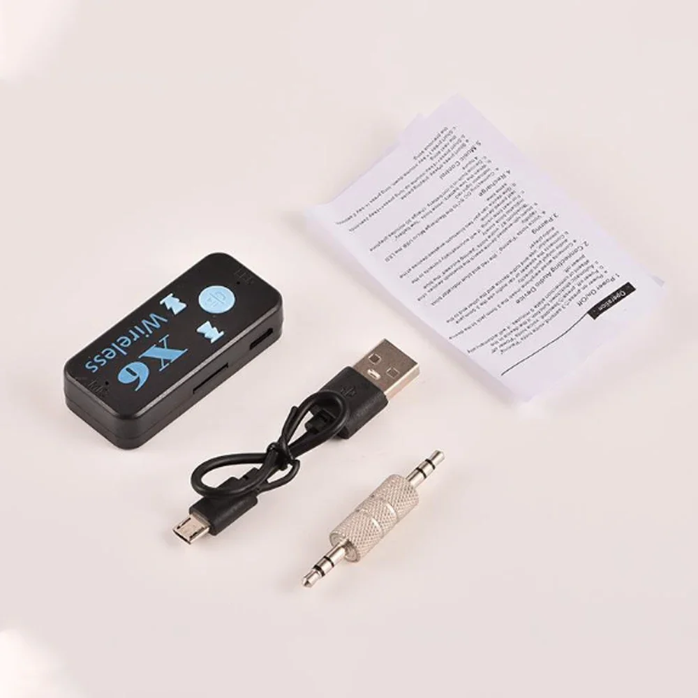 X6 Bluetooth-compatible Receiver 3.5mm Aux Jack USB Wireless Audio Adapter Handsfree Support TF Card MIC Call Mp3 Player