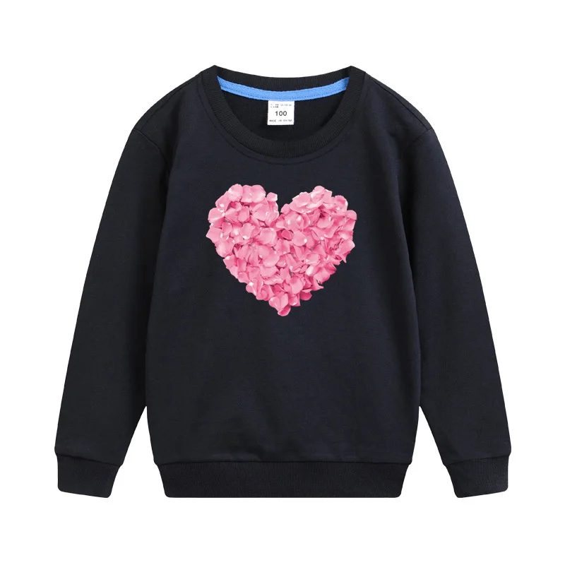 Aimi Lakana Kids Heart Shaped Sweatshirt Girls Clothing Cotton Round Neck Spring Autumn Pullover Girls Fashion Hoodies 4-14T