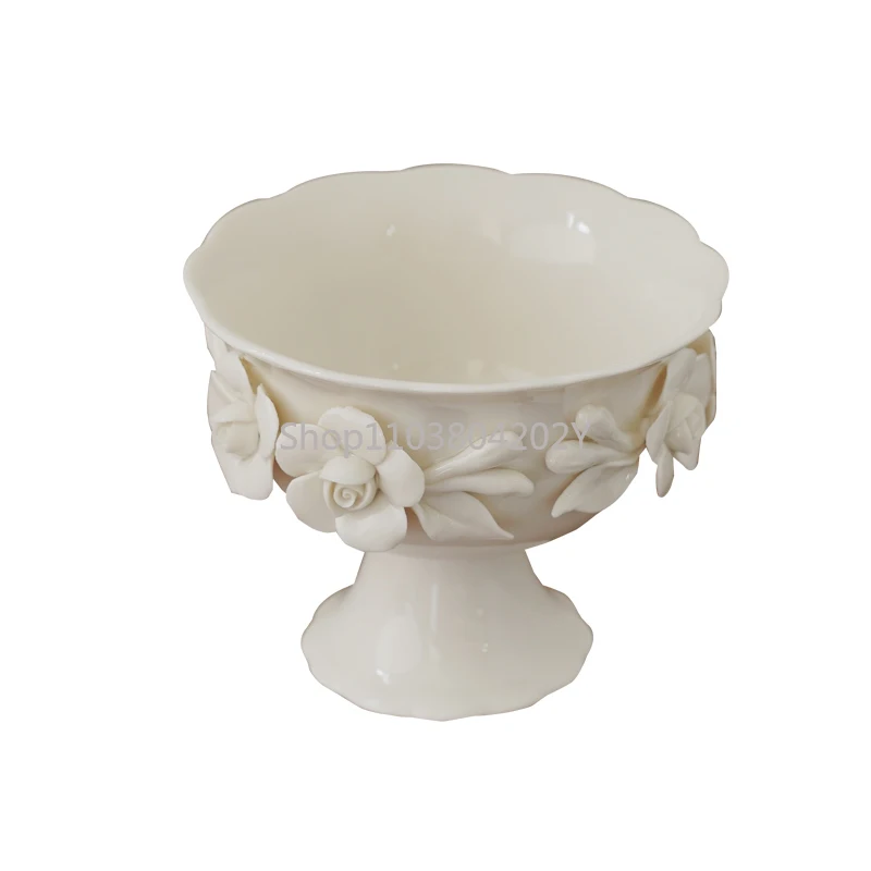 Hand-Pinching Flower 5-Inch Ceramic Tall Bowl Creative Fruit Bowl Salad Ice Cream