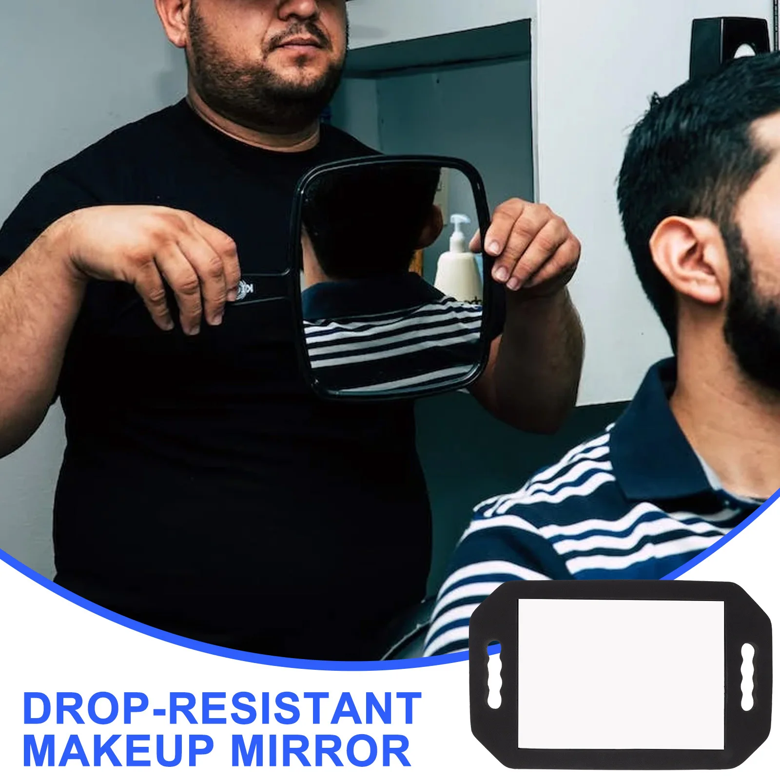 مرآة تجميل للمكياج مقاومة للسقوط، إطار مربع من إيفا، تصميم مريح غير قابل للانزلاق، مرآة عالية الوضوح للحمام