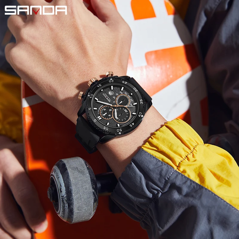 SANDA Casual Fashion Men Watch Luxury Waterproof Luminous Chronograph Date Man Wristwatch Military Quartz Men\'s Watches 5314