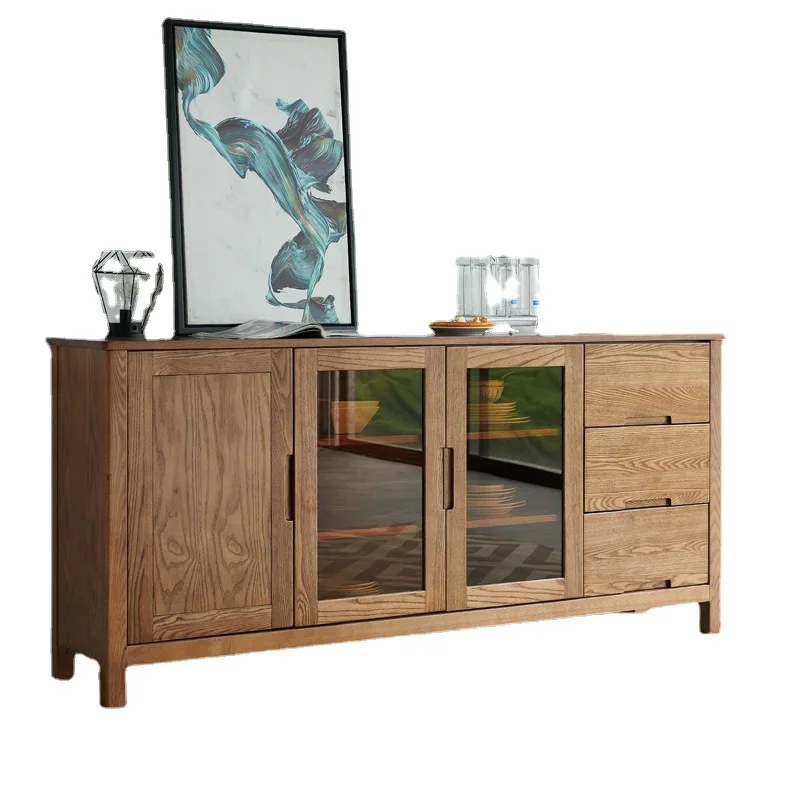 

All solid wood dining side cabinet, Nordic ash wood dining side cabinet 1.8 meters, household storage cabinet, cupboard,