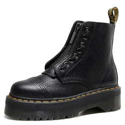 Botas de plataforma femininas originais de couro masculino sola grossa tornozelo sexy feminino punk sapatos de motocicleta botas de combate plus size