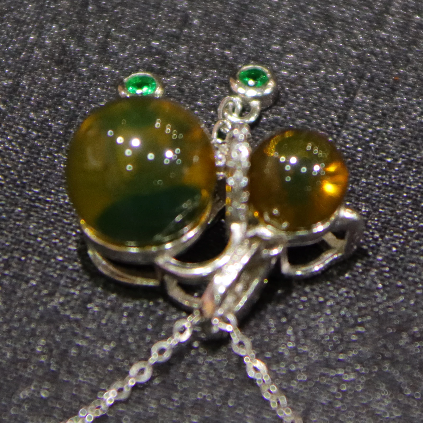 atural Mexican Blue Amber Gourd Pendant Pure Silver Inlaid 6mm 9mm Round Beads