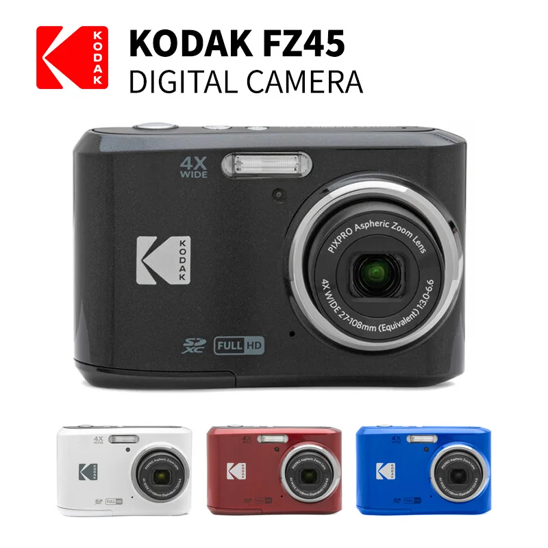 كاميرا Kodak Pixpro FZ45 الرائعة بتكبير رقمي بدقة 16 ميجابكسل، زووم بصري: 4 × فيديو عالي الدقة باللون الأبيض، فيديو HDR، بطارية مدمجة
