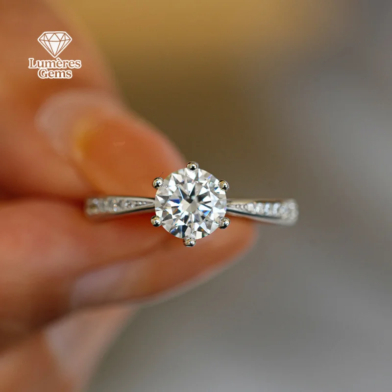 خاتم مورغانيت 18 قيراط معتمد من LumièRe Gems 2026 الأكثر مبيعًا، خاتم كلاسيكي بستة شوكات، تاج 3 قيراط، هدية مجوهرات زفاف لها #4