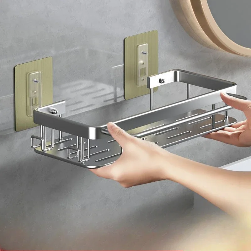 

Aluminum Bathroom Shelf – No Drill Shower Storage Rack for Shampoo Bottles, Rust-Resistant