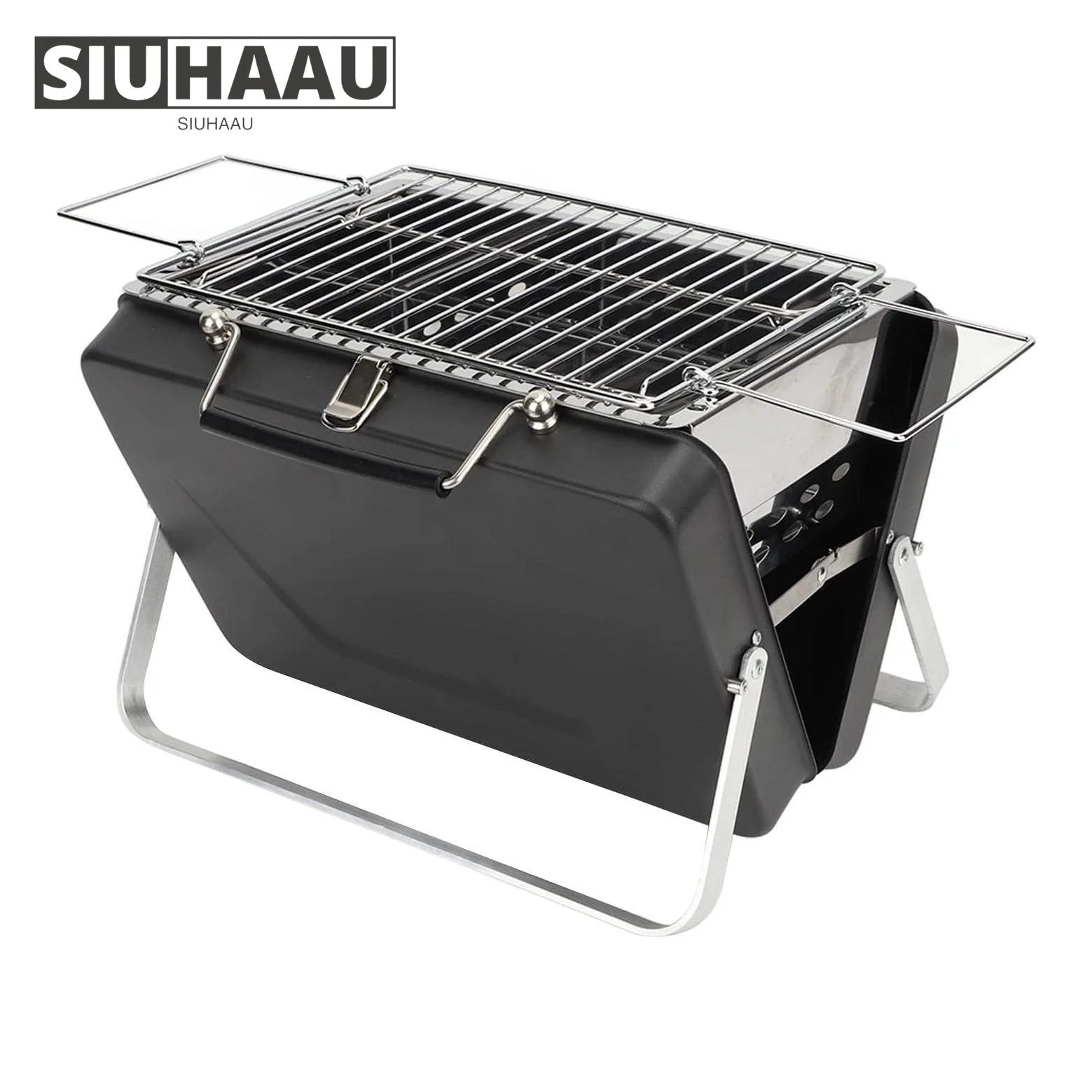 

Portable Charcoal Grill Portable Charcoal Bbq Grill Non-stick Wave Grid Handheld 410 Stainless Steel