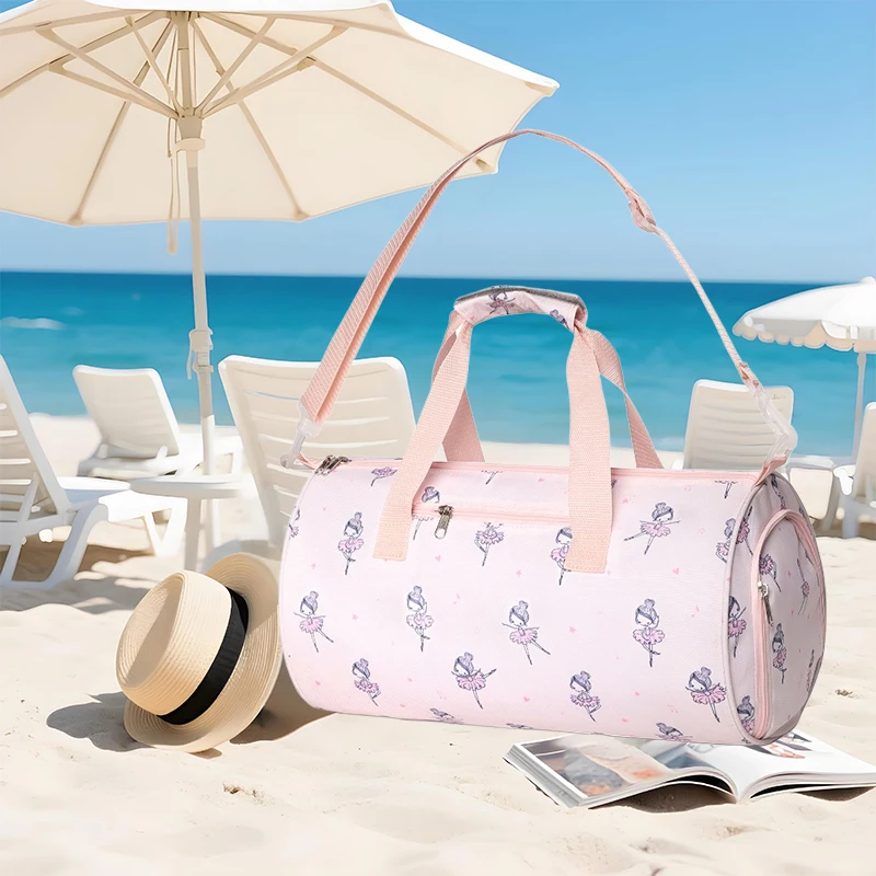 

Дорожная сумка с балетным узором в мультяшном стиле, милая женская сумка для путешествий и школы, женская сумочка